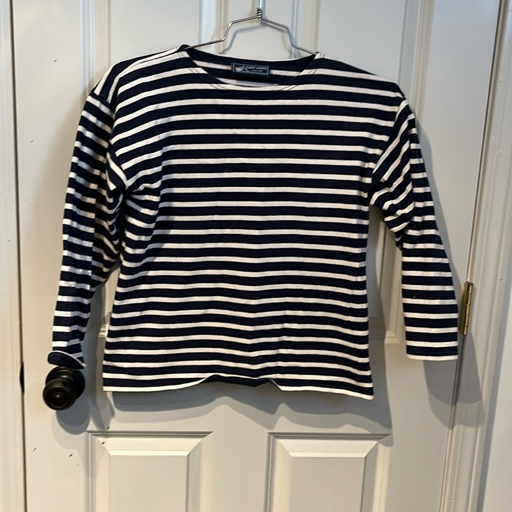 Saint James Blue and White Striped Shirt 100% Cotton